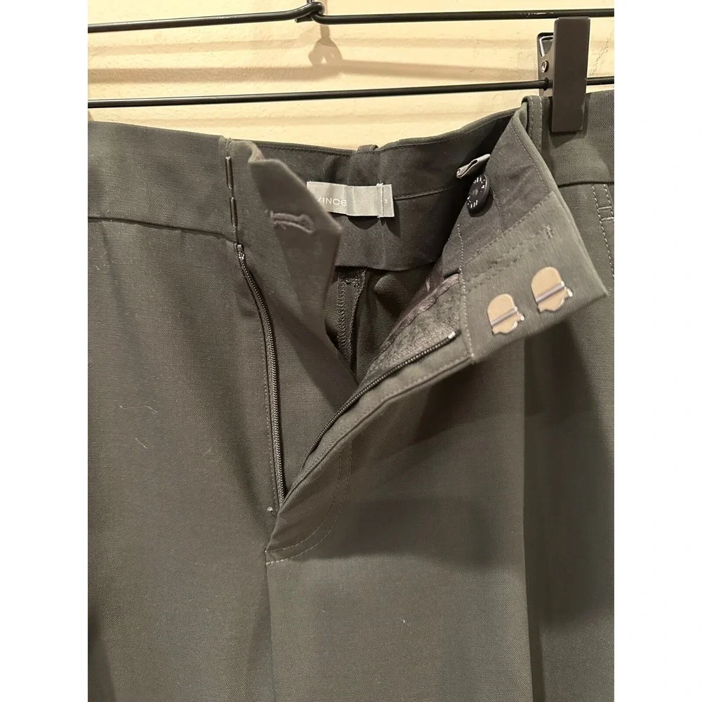 Vince Classic Black Career Pants Women's 12 Wool Stretch Ankle Trousers Highrise